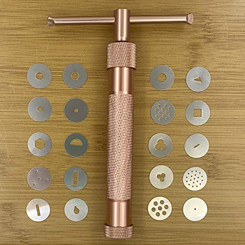 Fondant Extruder with 20 Discs, Sugar Paste Extruder,Clay Extruder, Cake Decor Tool Set - color: Champagne
