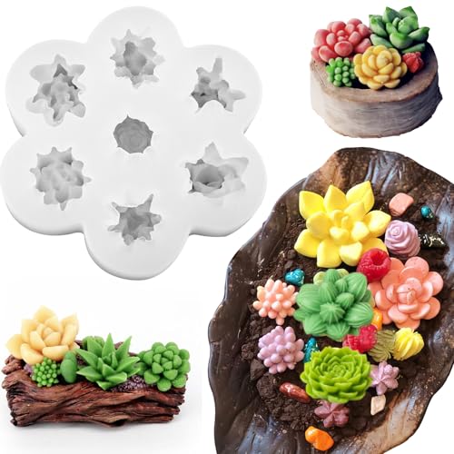 Succulent Candle Mold, 7 Cavity Succulent Plant Making Molds - color: 7 Cavity Succulent Candle Mold