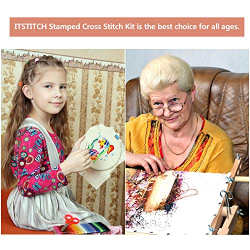 Stamped Cross Stitch Kits 11CT 3 Strands Full Range of Crossstitching Kits Preprinted Easy Patterns for Girls Crafts DMC Printed Cross-Stitch Kits for Beginner- Cats Hide in The Cups，14.6x6.7(inch) - color: Cats hide in the cups，14.6x6.7(inch)