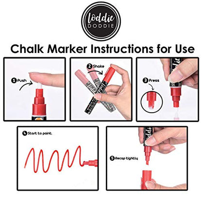 Loddie Doddie Chalk Markers, Liquid Chalk, Chalkboard Calendar, 4 Pack - size: 1 Count (Pack of 4)