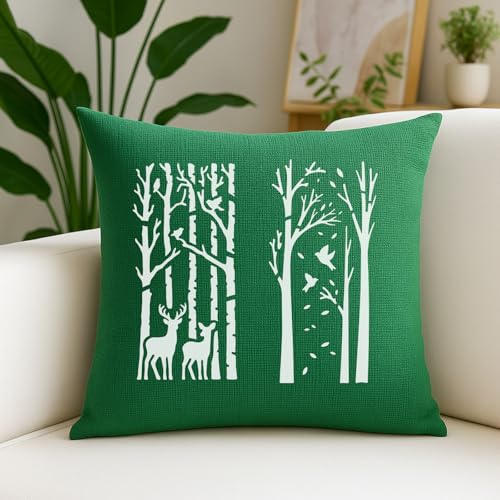 INFUNLY 15Pcs Tree Wall Stencil for Painting 3.9×7.87" Reusable Branches Wall Stencils Bird Texture Painting Stencil Small Walls Templates for Card Making Cement Wood Furniture Nursery Bedroom Decor - style: 15PCS Tree