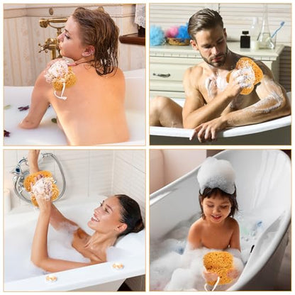 TIESOME 2 Pcs Sea Sponge for Shower, Large Sea Bath Sponges for Men & Women, Dense Foam Exfoliating Body Sponge for Gentle Deep Cleansing, Ultra Soft for Sensitive Dry Skin