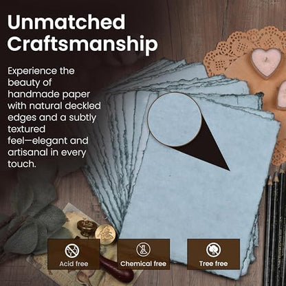 LEATHER VILLAGE Grey Deckled Edge Watercolor Paper 25 Sheets 4x6 Inches - color: Grey Toned, size: 6 X 4 Inch