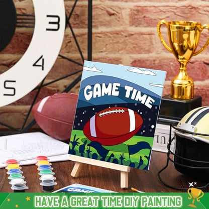 Tenceur 12 Sets Football Sports Paint by Numbers Kit Pre Drawn Canvas Painting Set with Easels Paints and Brushes for Kids Beginners Classroom Party Group and Team DIY Art Activities - style: Football