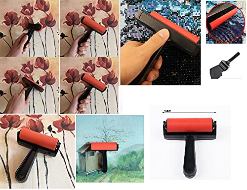 Rubber Roller, Diamond Painting Accessories, 4inch Rubber Brayer Roller for Printmaking Gluing Anti Skid Tape Construction