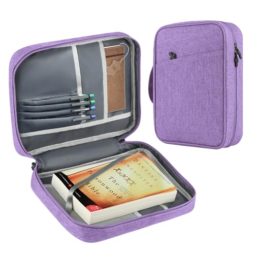 Bible Cover Bag With For Women Men Scripture Study Carrying Book Cover - color: violet