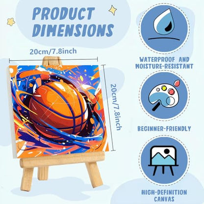 XTCIXAL Paint by Numbers Kit for Kids, Basketball, 8X8 inch - color: 02-Basketball