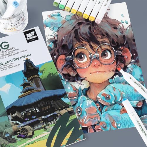 TRANSON A4 Sketchbook Marker Pad, 80lb/120gsm Heavyweight Art Paper, No Bleed Through, 40 Sheets/80 Pages 8.3"x11.7" for Drawing & Sketching - size: A4 120gsm