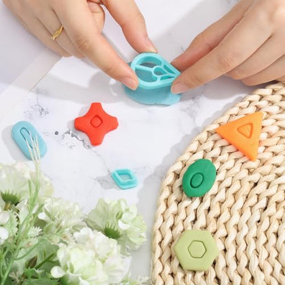ORIGACH 22 Pcs Geometric Polymer Clay Cutters Set | Boho Studs Polymer Clay Cutters Set Different Geometrical Shapes for Earring Making - style: Basic Geometric
