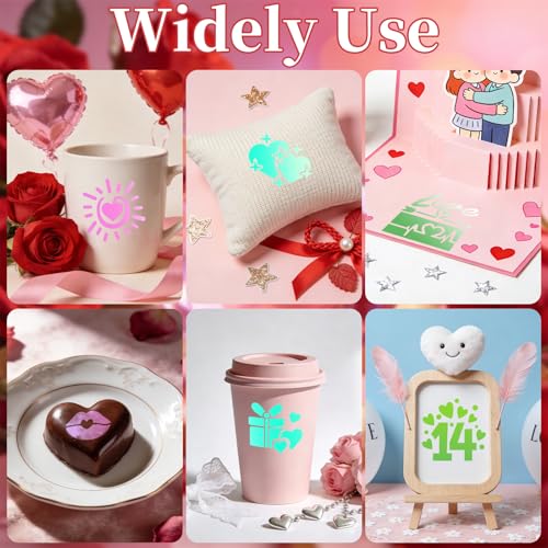 72 PCS 3x3 Inch Valentine‘s Day Stencils for Painting - Love red HeartKiss red RoseCupid's Arrow Reusable Valentine's Painting Templates on Wood, Glass, Fabric, Window Door Decor DIY Decoration - style: 72 PCS Valentine‘s Day