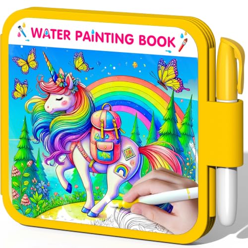 ZHOC Reusable Water Painting Books for Kids – Magic Water Reveal Coloring Books with Water Pens (Unicorn) No-Mess Coloring Book Fun Travel Activity for Ages 3 4 5 6 7 8 - color: Unicorn
