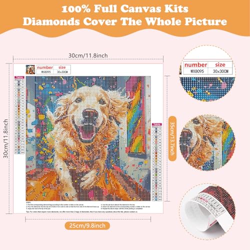 SENQAO Diamond Painting Kits for Adults Dog, 5D DIY Diamond Art Kits for Beginners Round Full Drill Diamond Painting for Home Wall Decoration 12×12inch, Golden Retriever - color: golden retriever