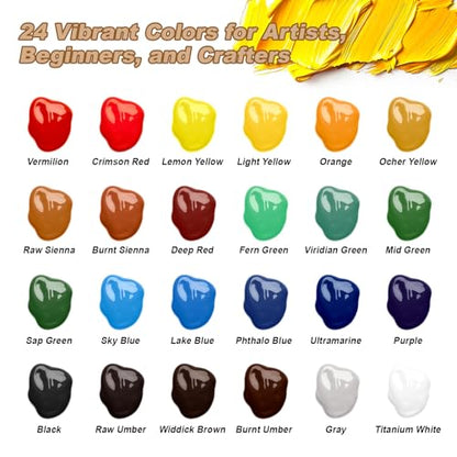 MAQIHAN Acrylic Paint Set - 24 Colors Acrylic Paint with 20 Brushes,24 x 12ml Tubes Artist Quality,Non Toxic Painting Supplies Kits for Artists and Adults,Craft Paint for Canvas Rock Ceramic Wood
