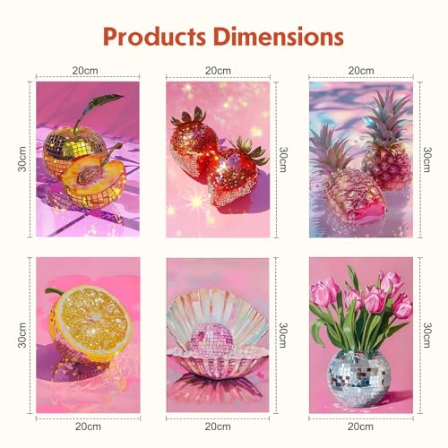 GHHKUD 6 Pack Disco Theme Paint by Numbers Kits for Adults, DIY Retro Pink Painting by Numbers for Adults, Easy Painting on Canvas Arts Gifts for Home Decor 20x30cm - color: Disco Theme