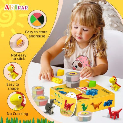 ARTPAR Air Dry Clay Kit,Dinosaur Modeling Magic Clay,Kids DIY Crafts Gifts - color: Clay Dinosaur Kit