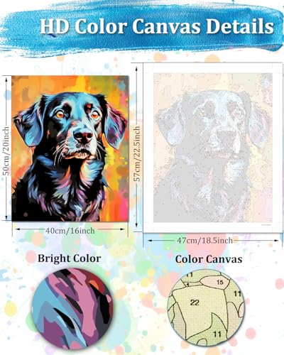 TOCARE Black Labrador Paint by Numbers Kit for Adults, Dog Paint by Number Adult Canvas,Adults' Paint-by-Number Kits for Dog Lovers 16x20inch (Without Framed) - color: TC-OPC-142