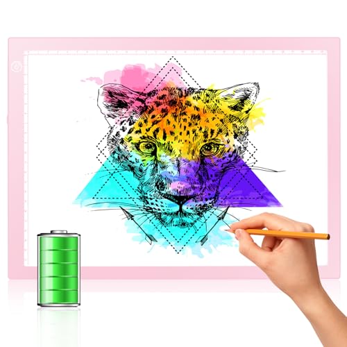 Rechargeable Tracing Light Box, LED Drawing Board for Kids Birthday Gift | Battery Powered Light Pad Copy Table for Stenciling, Sketching, Diamond Art Painting, Toys for Girls Boys Ages 3 4 5 6 7 8-12 - color: PINK, size: 04 - 10x15inch rechargeable