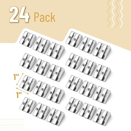 Mr. Pen- Handheld Metal Pencil Sharpener, 24 Pack | 2-Hole Dual Size (Standard & Jumbo), Silver Metal Manual Pencil Sharpeners for Graphite & Colored Pencils, School, Office - color: Steel, size: 24 Pack