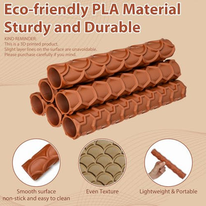 Leriton 6-Pack 9 Inches Clay Texture Roller Set Extra Large Polymer Tools 6-Pattern 3D-Printed Texture Roller for Polymer Clay, Ceramics, Painting and Decoration, Tabletop Crafting, Crafts, DIY - size: 9 Inch