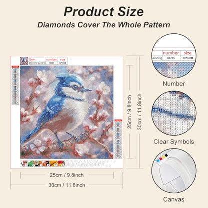 Acudotr Bird Diamond Art Kits for Adults, DIY Home Decor, 12x12 Inch | 5D DIY Diamond Painting kits, Full Round Drill Design, Easy for Beginners, Complete Tools Set, Prefect Handmade Gift