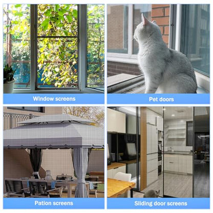 48"x102" Windows Screen Mesh,Fiberglass Window Screen Mesh, Screen Door Mesh, Windows Screens and Screen Door Replacement, Patio Screen Mesh