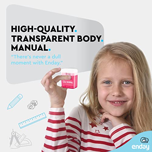 Pencil Sharpener Dual Hole Manual Pink, Jumbo Crayon Sharpener w/Cover & Bin, Handheld Pencil Sharpeners for Large & Standard Pencils, Also Available in Purple, Green, Blue, Red, Grey, 1 Pc –By Enday - color: Pink