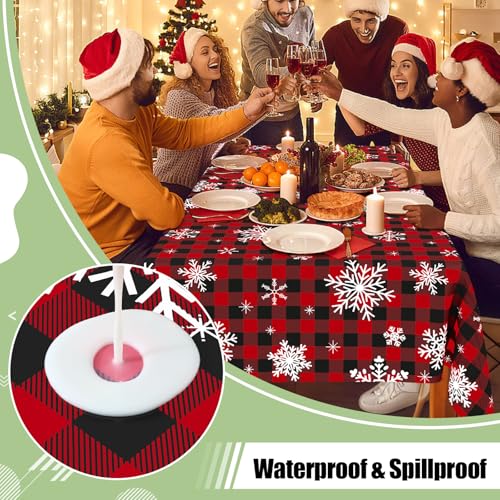 4 Packs Christmas Buffalo Disposable Table Cloth, 54 x 108 Inch Waterproof Plastic Tablecloth, Rectangle Black Red and White Checkered Table Covers for Picnic, Birthday, Party - color: Black Red and White, size: 54" x 108" - 4 Pack