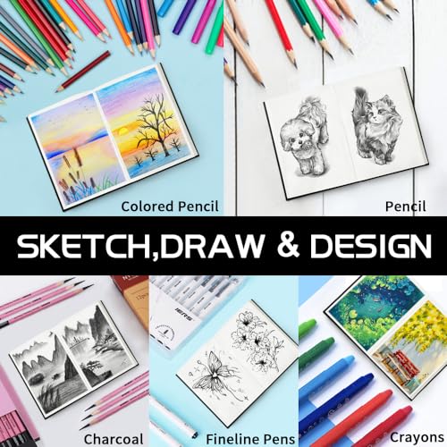 4x6" Mixed Media Sketchbook for Drawing,Hardcover Mix Media Art Sketchbook | 125GSM,100Sheets/200Pages, Hardcover Art Sketchbook for Dry Media,Painting,Drawing,Junk Journal Supplies - color: 6x4in-Black