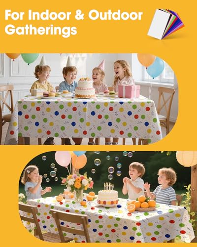 Niuara Birthday Balloon Plastic Table Cloth Disposable, 4 Pack, 54 x 108 in | Rectangle, 6 ft Tables, Birthday Party, Holiday Gathering - color: Birthday Balloon, size: 54" x 108" - 4 Packs