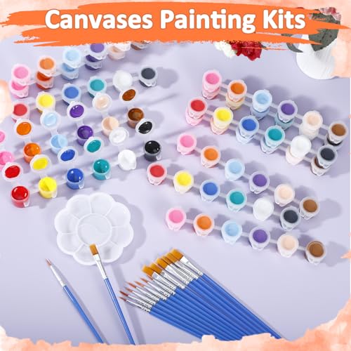24Set Canvas and Easel for Painting, Washable Acrylic Set, 12 Color