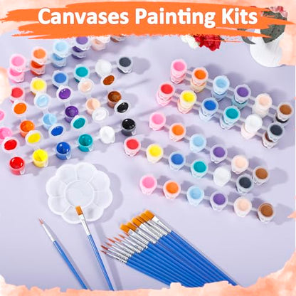24Set Canvas and Easel for Painting, Washable Acrylic Set, 12 Color