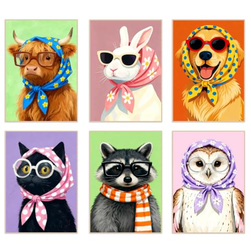 AOSGEDY 6 Pack Paint by Numbers Kit for Adults, Cartoon Animal Adult Paint by Number Kits on Canvas, DIY Animal Acrylic Oil Number Painting for Adults, Perfect for Home Decor 8x12 Inch - color: MT23016--MT23021-US