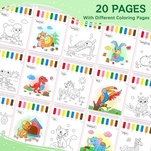 SOCOLER Paint with Water Coloring Books for Toddlers,Animal Theme Mess Free Watercolor Painting Papers for Kids Water Color Paint Kit Art Craft Gift for Ages 1-3, 4-8 - color: Animal A