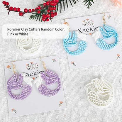 Xaekicr Dragon Mermaid Polymer Clay Cutters Set – Fantasy Clay Earring Cutters for DIY Jewelry Making – Polymer Clay Molds and Clay Tools - color: I color
