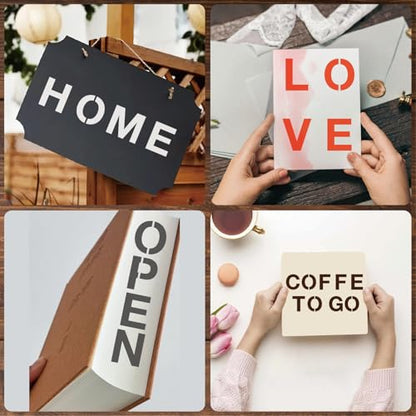 Large Letter Stencils 36pcs 5 Inch Number Alphabet Reusable Plastic Templates Craft Stencil Paint Template Signs for Road, Wall, Wood, Mailbox（5in） - size: 5in