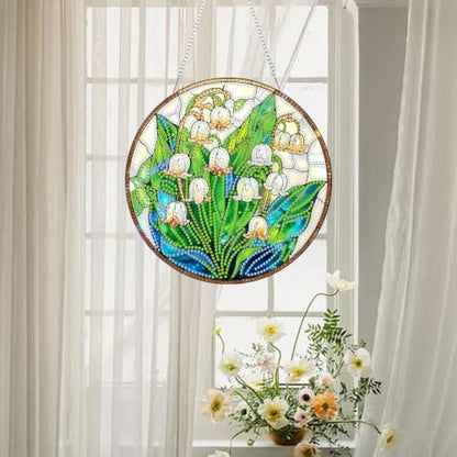 RYMILIE Hanging Diamond Art Kits for Adults White Flowers 8x8inch - color: DP04408