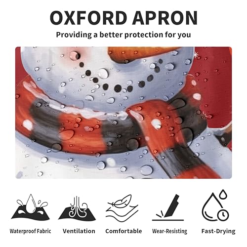 Christmas Apron Snowman Aprons for Adult Cute Snowman Kitchen Aprons with Pockets Red Xmas Aprons with Adjustable Strap for Baking, Cooking, Crafting, Sewing - color: Xmas Snowman