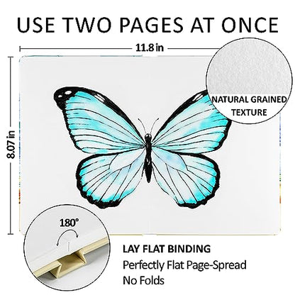 Mixed Media Sketch Book Hardcover 60 Pages Thick 400 GSM / 180 lb Acid Free Paper Lay Flat Bound for Drawing Painting 6,14“ x 8,25“ for Kids and Adults Beginners and Professionals Eco Friendly