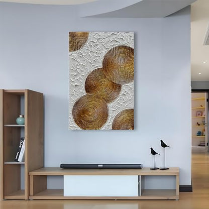 Art 45x30 inch Hand-Painted White and Tan Texture Oil Painting Large Modern Abstract Canvas Art Home Wall Decoration - color: Dn172