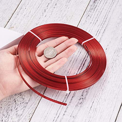 Fashewelry 32.8Ft 5mm Aluminum Flat Wire Solid Bendable Metal Craft Wire Strip for Bezel Sculpting Armature Jewelry Making Gem Metal Wrap, Red - color: Flat-5mm-Red