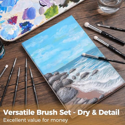 Golden Maple Drybrush Miniature Paint Brushes -10pcs Micro Detail Paint Brush Set, Small Fine Detail Brushes for Acrylics, Watercolors & Paint by Number, Figurine - style: 10GP