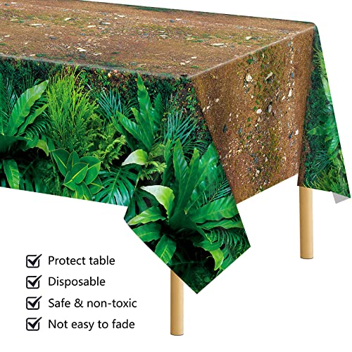 durony 2 Pieces Forest Path Tablecloth Safari Jungle Table Cover Waterproof Plastic Party Table Cover for Safari Jungle Birthday Baby Shower Party Supplies Table Decor, 108 x 54 Inch - style: Forest Path