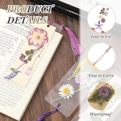 Fuyoooo 376 Pcs Pressed Flower Bookmark Kit,Purple,2 x 8 Inch - color: Purple, size: 2 x 8 Inch