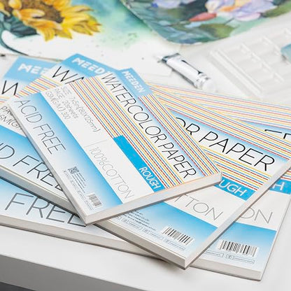 MEEDEN Cotton Watercolor Paper Block: 9" x 12" Rough Grain of 20 Sheets - color: Rough Grain, size: 9×12"