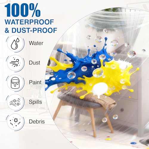 3 Pack 9x12 FT Plastic Drop Cloths for Painting, Disposable Sheeting & Tarp - color: 3-Pack