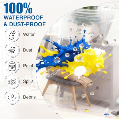 3 Pack 9x12 FT Plastic Drop Cloths for Painting, Disposable Sheeting & Tarp - color: 3-Pack
