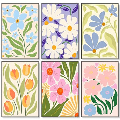 Fountor 6 Pack Paint by Numbers Kit for Adults Beginner Flowers 8x12 Inch - color: LKOP6P-3