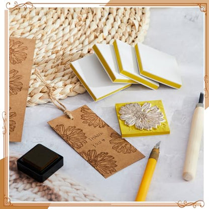 Frienda 24 Pcs 2" x 2" Rubber Carving Blocks Linoleum Blocks for Printmaking, Stamp Making, DIY Crafting, Scrapbook, Painting, Soft and Easy to Carve (White Yellow) - color: White Yellow