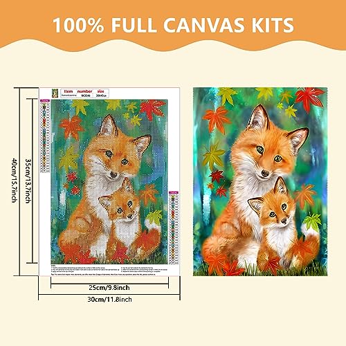 SENQAO Fox Diamond Painting Kits for Adults, Animal DIY Diamond Art Kits Full Round Drill Fox Diamond Art Kit for Kids Beginners, Crystal Picture Gem Art for Home Wall Decor 12x16In - color: fox