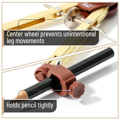 Mr. Pen- Metal Geometry Compass, Center-Wheel Design - color: Gold